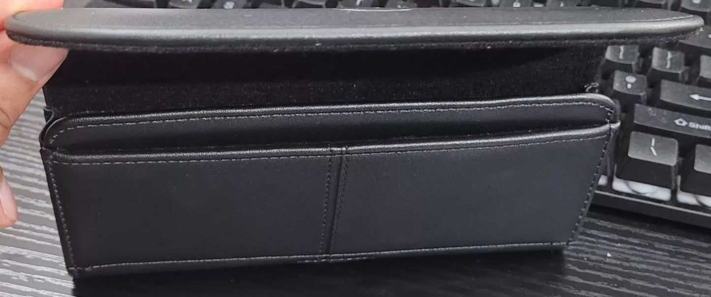 (3XL) Universal Strong Magnetic Black Leather Pouch with Card Holder, Belt Loop