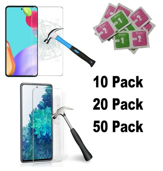 Lot of 10 20 50 Tempered Glass for Samsung S21 FE/A21s/A52/A72/N20/N200/N10/N30